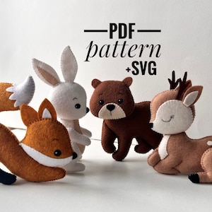 Woodland animals felt pattern/ Deer Bear Fox Bunny pattern