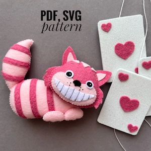 Cheshire cat felt pattern/ Alice in wonderland pdf SVG pattern
