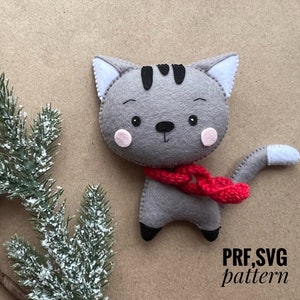 Cat felt pattern/ Christmas tree toys PDF pattern/ CatSVG pattern