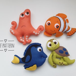 Finding Nemo felt pattern, Octopus PDF pattern, Dory sewing plush