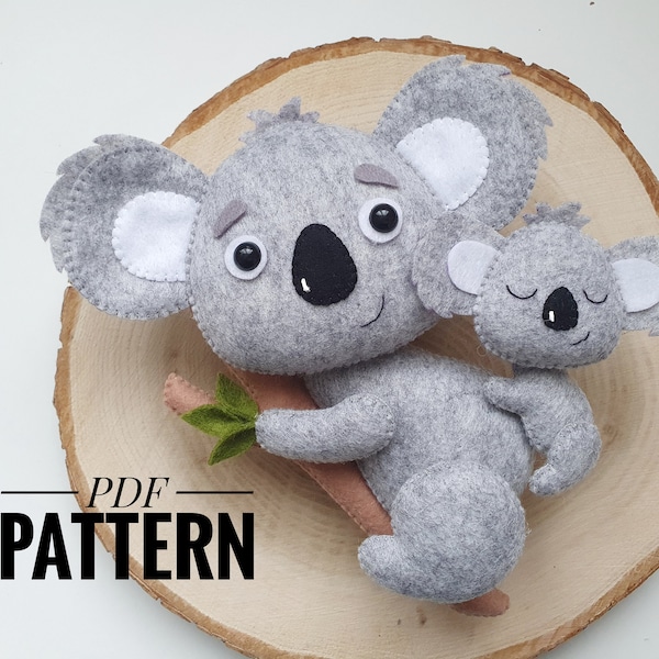 Koala    family    felt pattern, PDF pattern koala