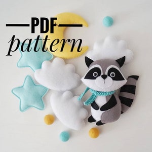 Raccoon felt pattern/ Woodlands animals PDF pattern/ Fox Pdf pattern