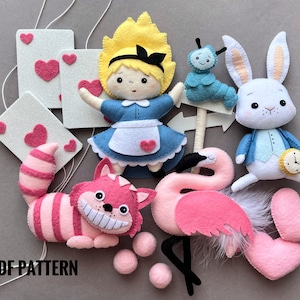 Alice in wonderland felt pattern/ Alice in wonderland sewing pattern