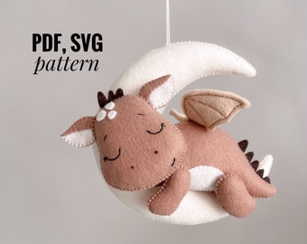 Dragon felt pattern/ dragon pdf pattern/ Christmas ornament pattern