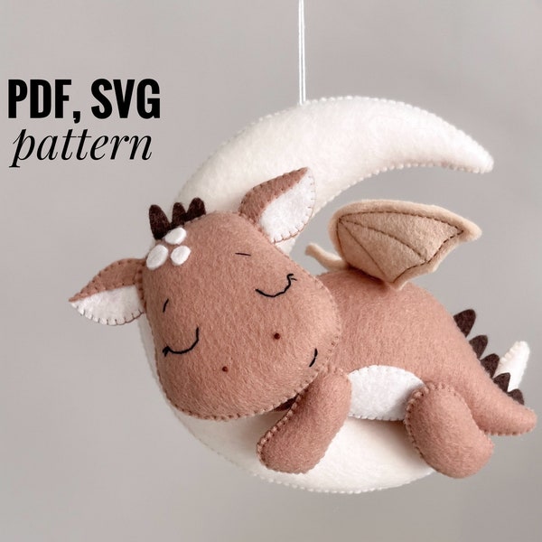 Dragon felt pattern/ dragon pdf pattern/ Christmas ornament pattern