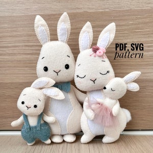 Bunny felt pattern/ Bunny family pdf SVG pattern