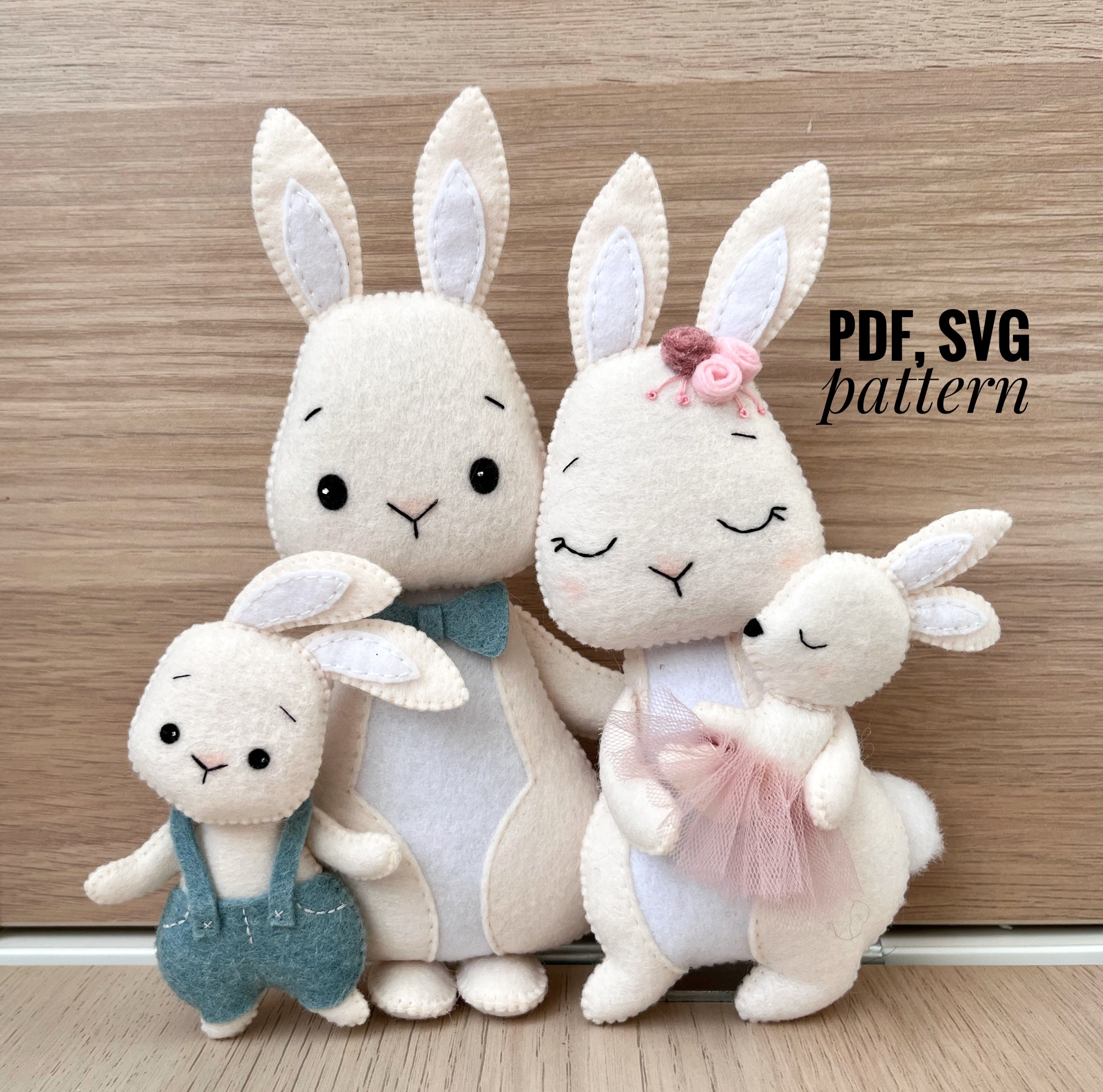 Bunny Felt Pattern/ Bunny Family Pdf SVG Pattern - Etsy