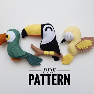 Papagei-Tukan-Kolibris-Filzmuster/Tropenvogel-PDF-Muster