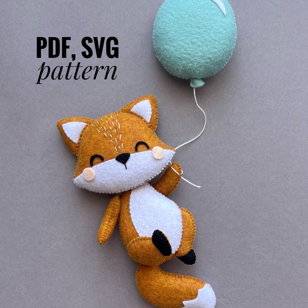 Fox felt pattern/ Woodlands animals PDF SVG pattern/ Fox Pdf pattern