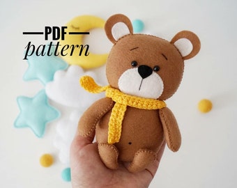 Bear felt pattern/ forest animals PDF pattern/ Bear Pdf pattern