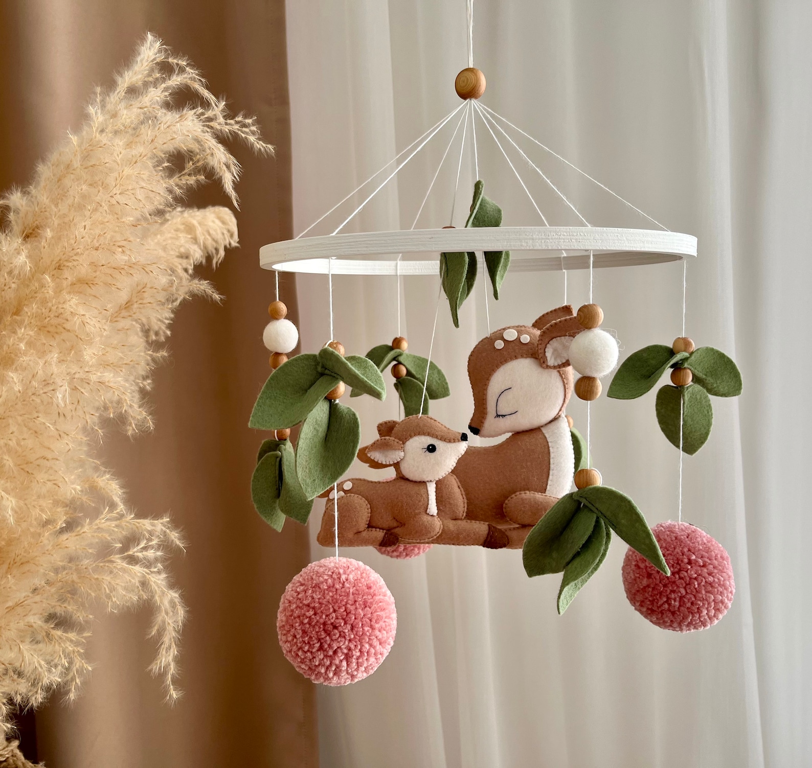 Deer Crib Mobile for Baby Girl Forest Nursery Decor - Etsy