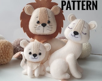 Lion family felt pattern Lion PDF, SVG pattern