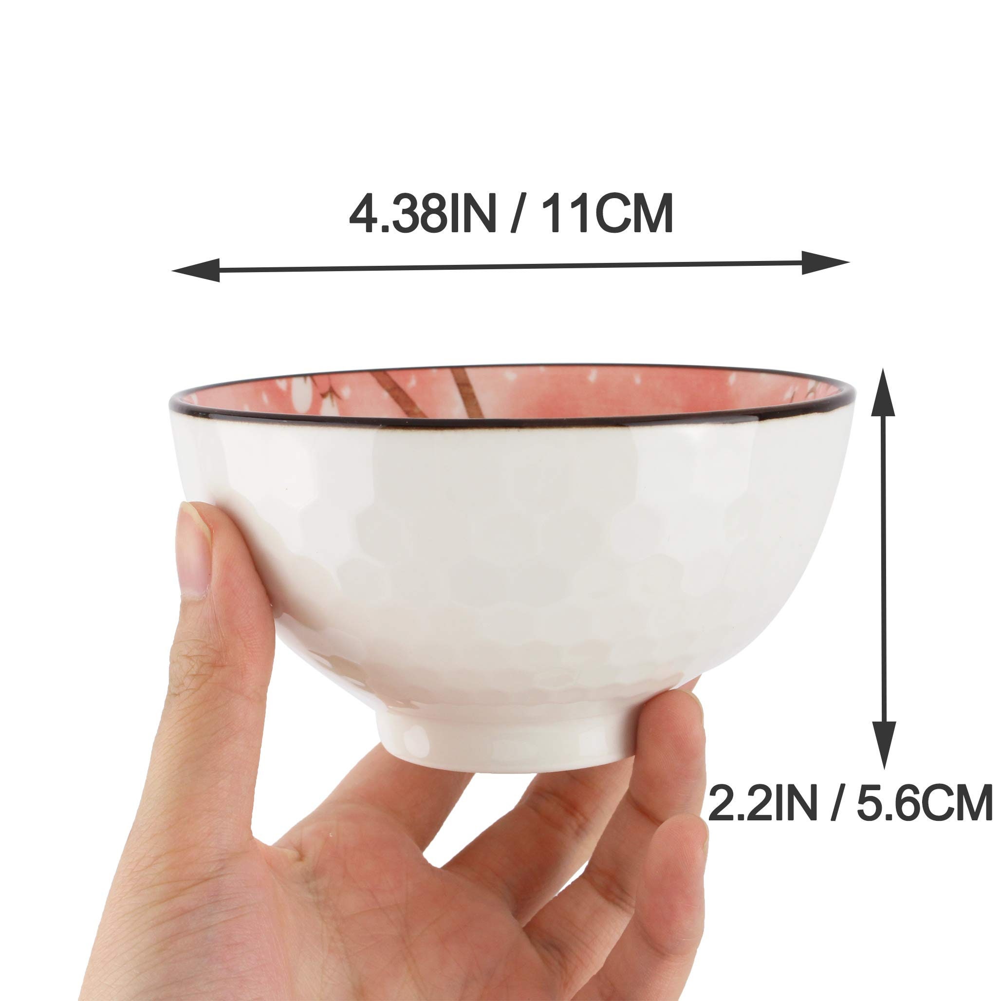 Porcelain Japanese Style Rice Bowls Gift Set 4 Piece Colorful Plum