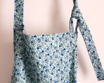 Handmade Adult Cotton Apron with Pockets Blue and Mint Cooking Apron Pinny