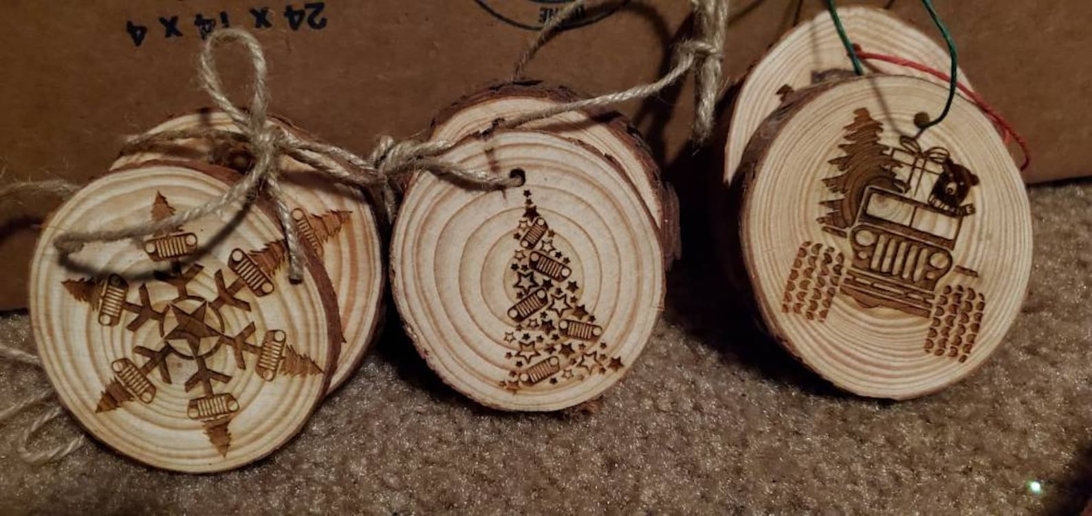 Handmade Christmas ornaments made from tree cookies Wood Etsy