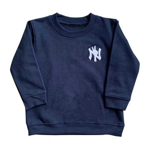 New York Yankees - original peace sign x NY embroidered crewneck sweatshirt for toddlers Navy / White