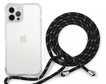 2023 New Design Clear Reinforced Corners Lanyard Necklace Cross Body iPhone Case for 7 8 X XS XR SE 11 12 13 14 Mini Plus Pro Max