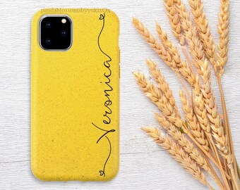 Personalized 100% Biodegradable Eco-friendly Phone Case for iPhone 7 8 X XR XS SE 11 12 13 14 Plus Mini Pro Max. Made From Wheat Straw.