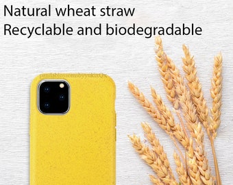 100% Biodegradable Eco-friendly Phone Case for iPhone 7 8 X XR XS SE 11 12 13 14 Mini Plus Pro Max. Made From Wheat Straw.