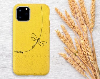 Personalized 100% Dragonfly Biodegradable Eco-friendly Phone Case for iPhone 7 8 X XR XS SE 11 12 13 14 Mini Plus Pro Max. Made From Wheat