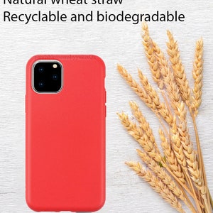 Coque de portable 100% biodégradable et respectueuse de l'environnement pour iPhone 7 8 X XR XS SE 11 12 13 14 Plus Mini Pro Max. Fabriqué à partir de paille de blé. image 2
