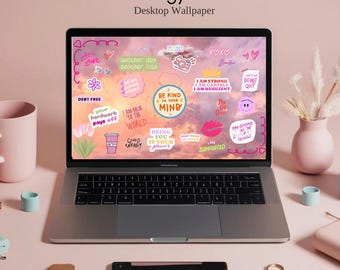 Gute Energie | Desktop Hintergrund | Pink Affirmationen (Digitaler Download)