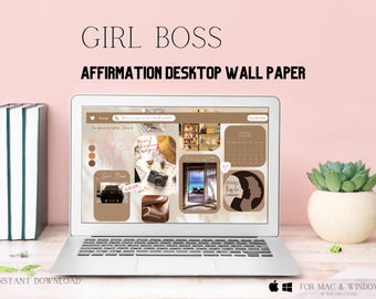 Trendy Girl Boss Affirmation Hintergrundbilder | Motivierender MacBook Hintergrund (Digitaler Download)