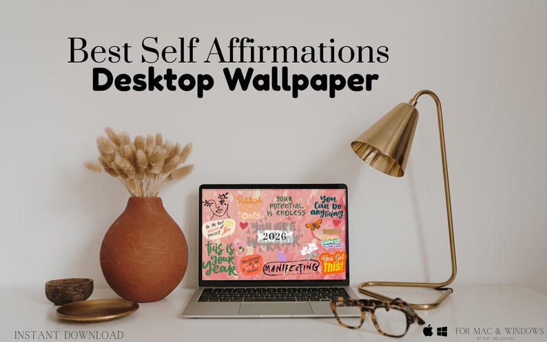 Affirmation Wallpaper | Motivierender Desktop Hintergrund (Digitaler Download) Bild 1