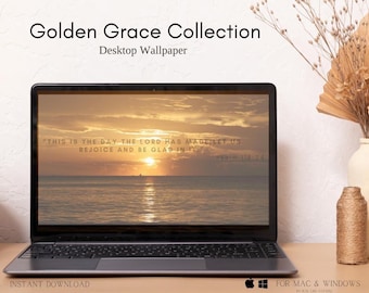 Goldene Stunde Strand-Sonnenuntergang-Tapete | Psalm 118:24 Christlicher Desktop Hintergrund (Digitaler Download)
