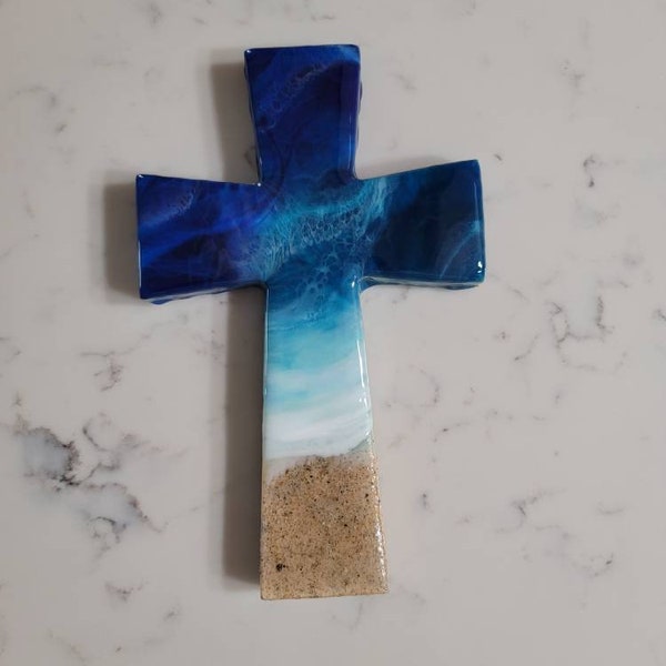 Ocean Cross / Resin Cross / Ocean Waves