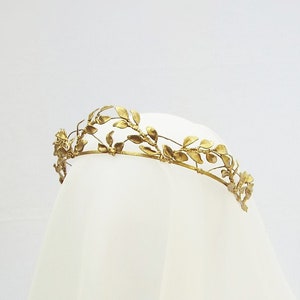 Gold leaf tiara - Golden Bridal crown - Myrtle leaf tiara  #171