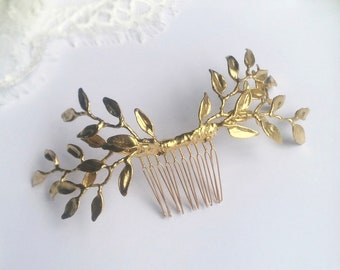 Gold leaf hair comb - Bridal hair comb - Grecian accessory - gold hair comb   #231