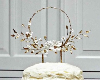 Gold cake topper - Hoop wire cake topper - Gold cake decoration - Wedding cake topper