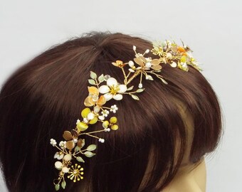 Boho Bridal Headpiece: Colorful Flower Hair Vine