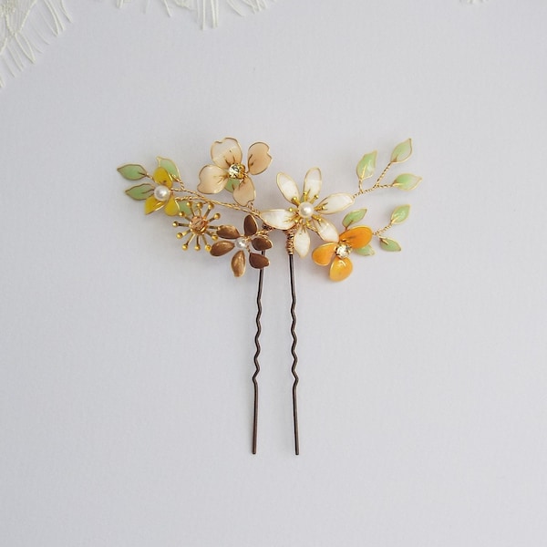 Boho Hair Pins, Colourful hair pin, Retro style hairpiece #357