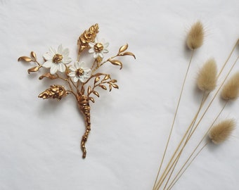 Bronze daisy Boutonniere, Boho grooms pin, Groomsmen buttonhole  #330