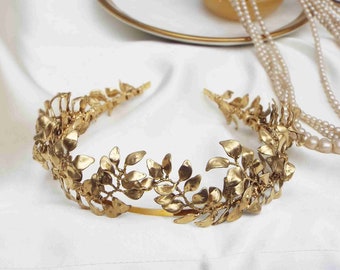 Gold Laurel leaf bridal crown,  #114