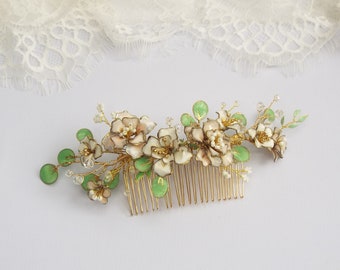 Bridal hair comb, Pink flower Comb, beaded bridal hair piece, Blush flower hair comb, bridal Hair vine  #375