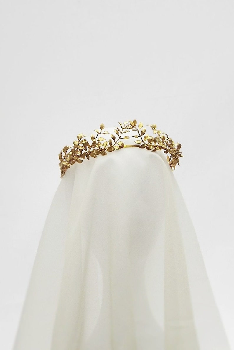 Gold Laurel leaf bridal crown, 114 image 4