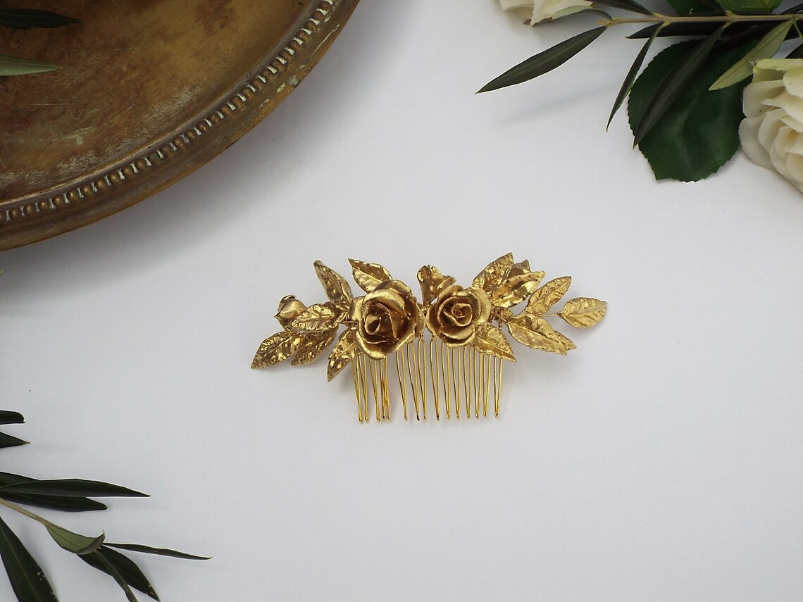 Gold Hair Comb Golden Bridal Hairpiece Gold Bridal Etsy