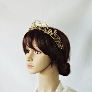 Gold bridal crown, Antique style bridal crown, Bridal tiara 233 image 9