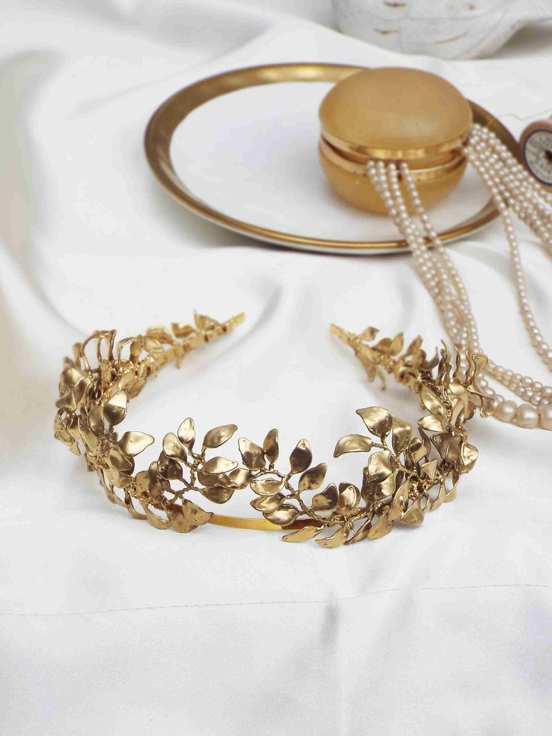 Gold Laurel leaf bridal crown, 114 image 1