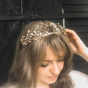 Gold Laurel leaf bridal crown, 114 image 6