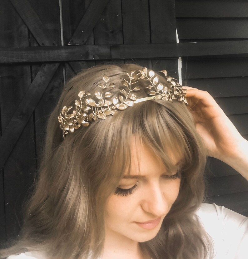 Gold Laurel leaf bridal crown, 114 image 6