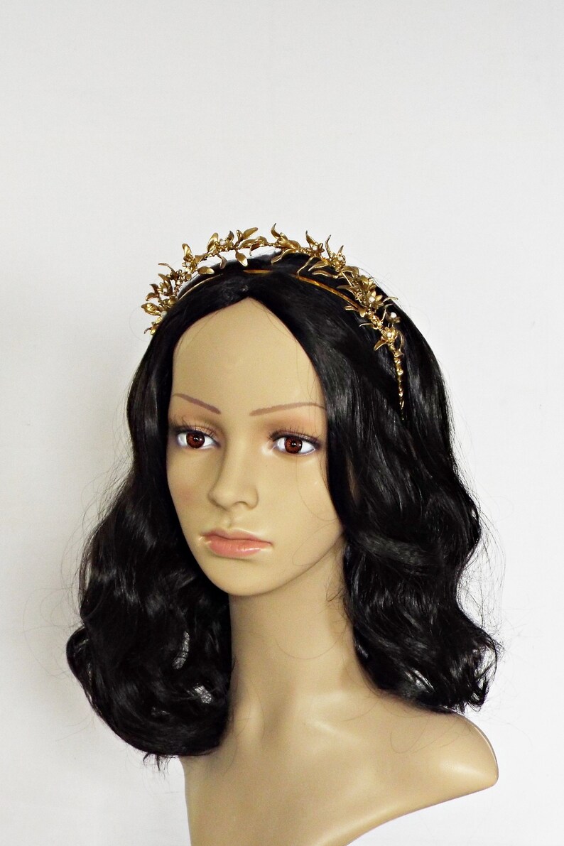 Gold Leaf Tiara Myrtle Leaf Crown Gold Wedding Crown 178 Etsy
