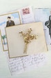 Gold Myrtle Boutonniere, Gold Grooms pin, Gold buttonhole #144 