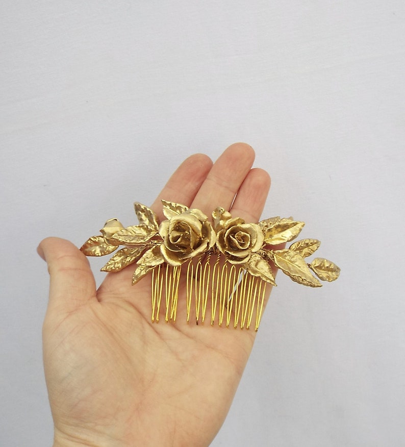 Gold Hair Comb Golden Bridal Hairpiece Gold Bridal Etsy