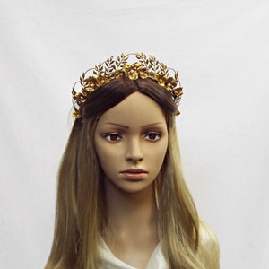 Gold bridal crown, Antique style bridal crown, Bridal tiara 233 image 8