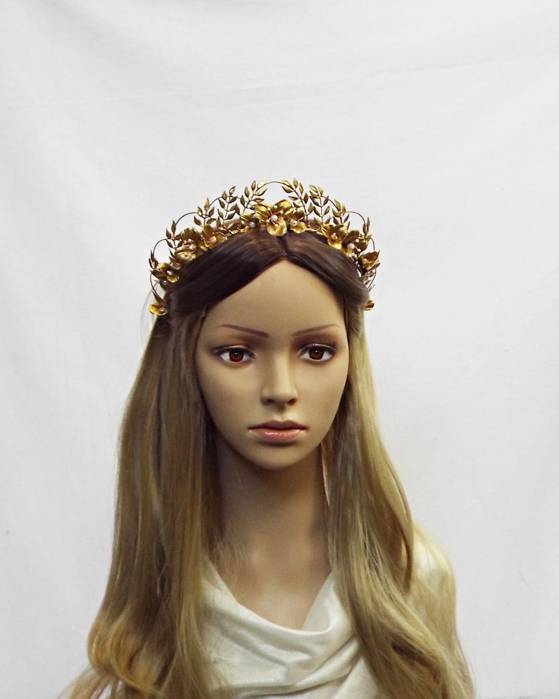 Gold bridal crown, Antique style bridal crown, Bridal tiara 233 image 8