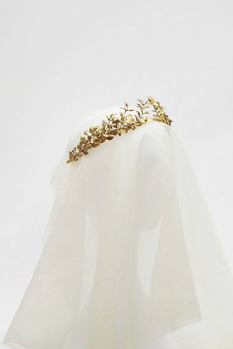 Gold Laurel leaf bridal crown, 114 image 7